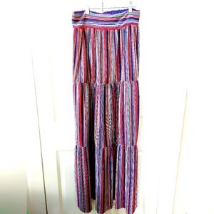 Rainbow Stripe Tiered Maxi Skirt "Sabrina" size‎ Medium